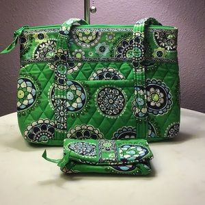 Vera Bradley cupcakes green purse and wallet